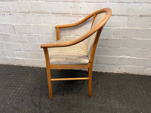 Wooden Framed and Striped Cushioned Arm Chair (Slight Tears in Seat) - PRICE DROP