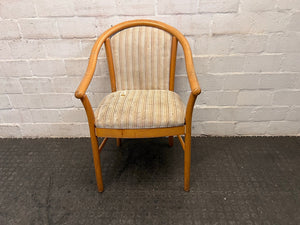 Wooden Framed and Striped Cushioned Arm Chair (Slight Tears in Seat) - PRICE DROP