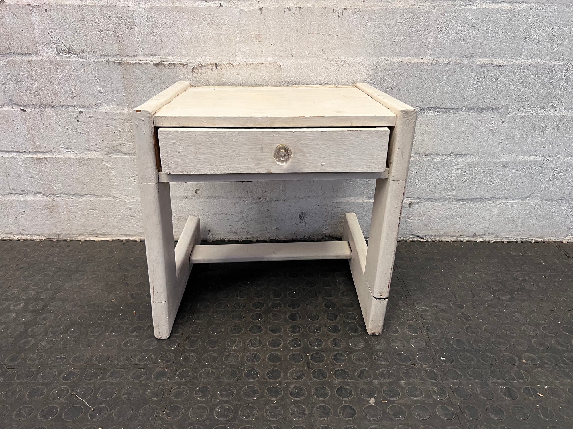 Small Whit Bedside Table - Small Damage