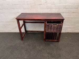 Wooden Table with One Wicker Drawer
