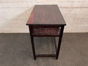 Wooden Table with Two Wicker Drawers
