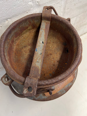 Brown Metal Bucket With Handle
