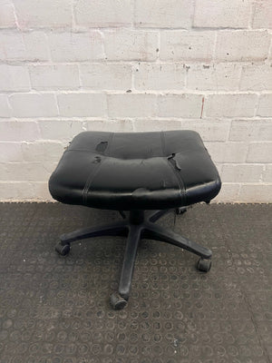 Black Office Footstool on Wheels (Torn Seat)