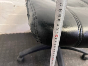 Black Office Footstool on Wheels (Torn Seat)