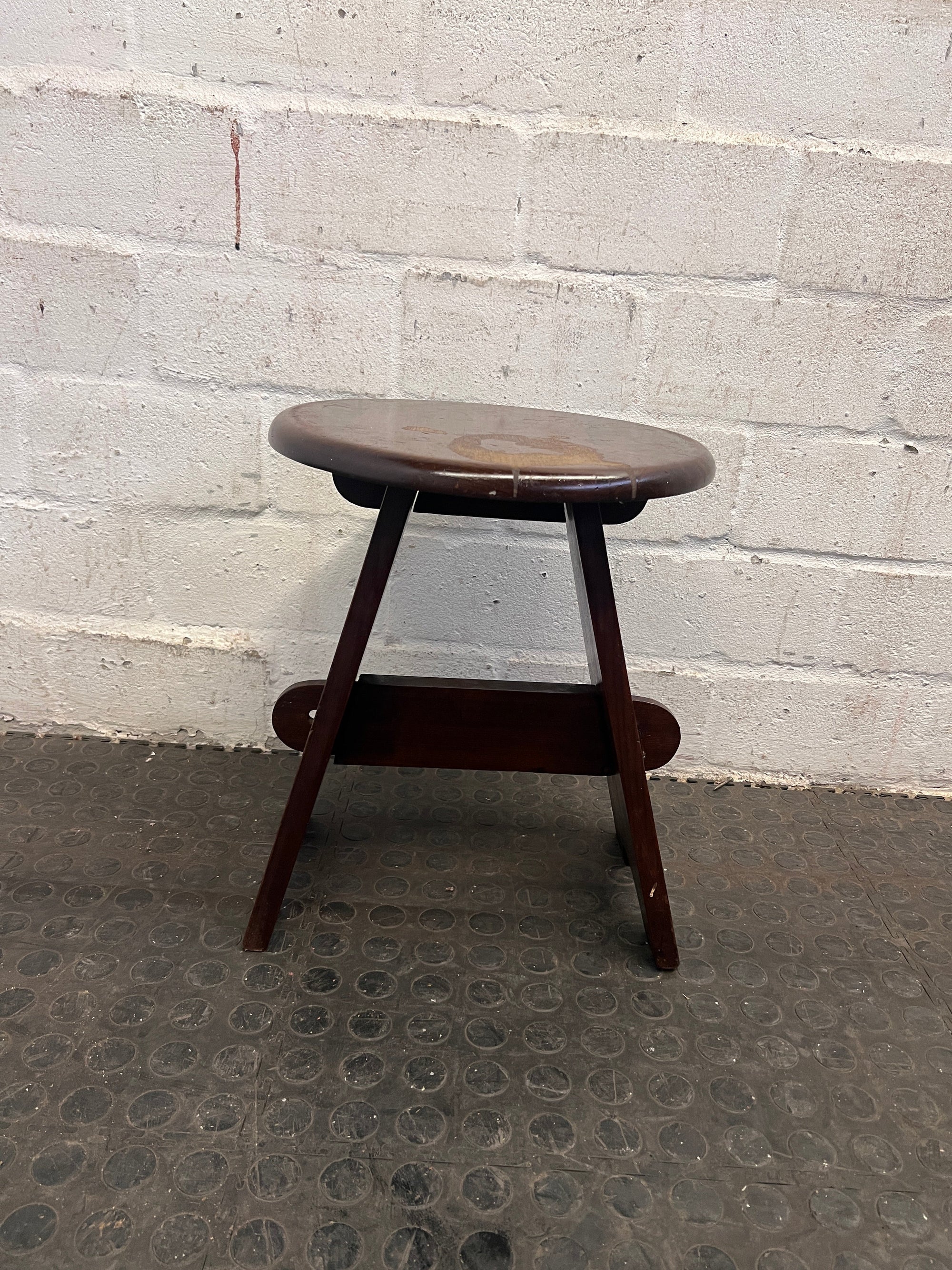Brown Round Wooden Side Table(Water mark)