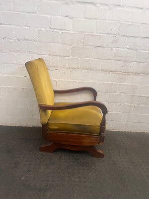 Mustard One Seater Wooden Armchair