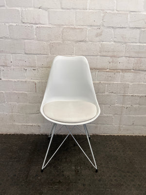 White Mid-Back Dining Chair with Plush Seat