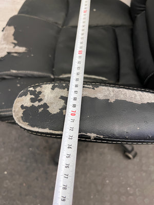 Black Padded Office Armchair on Wheels (Peeling Pleather)