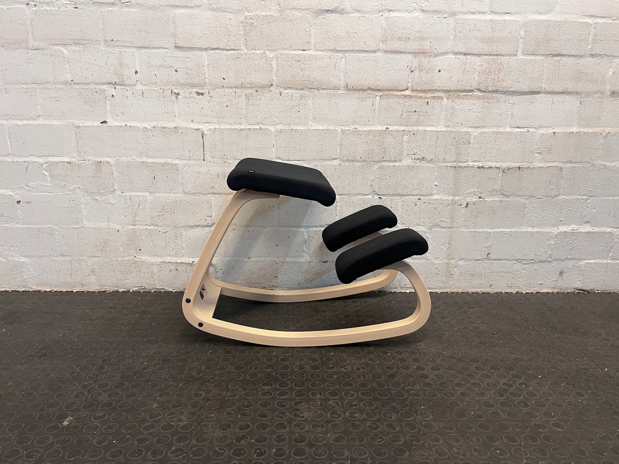 Varier Beech Wood Frame Kneeling Chair with Black Cushioning