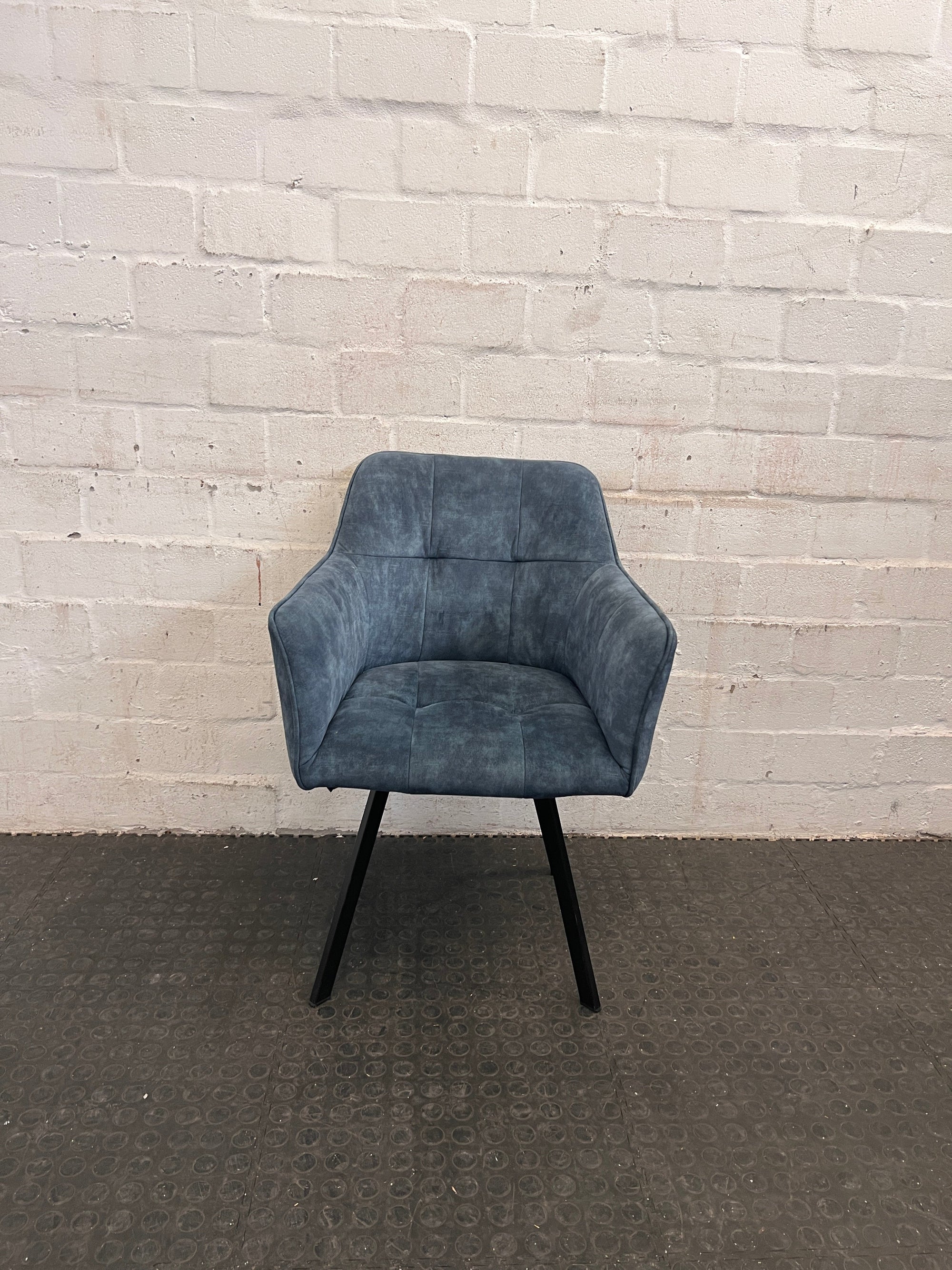 Blue Suede Dining Chair