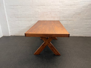 Solid Wooden Dining Table with Cross Legs