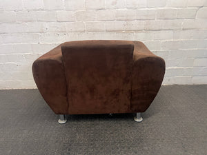 Brown Fabric One Seater Couch (Broken Armrest/Wear)