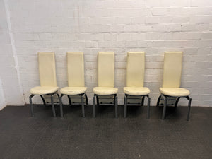 Cream Pleather Dining Chair with Round Seat (Small Tear in Seat) - PRICE DROP