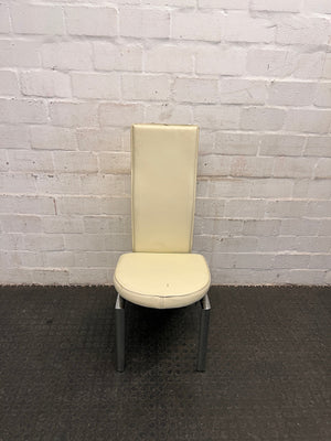Cream Pleather Dining Chair with Round Seat (Small Tear in Seat)