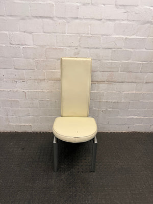Cream Pleather Dining Chair with Round Seat (Small Tear in Seat) - PRICE DROP