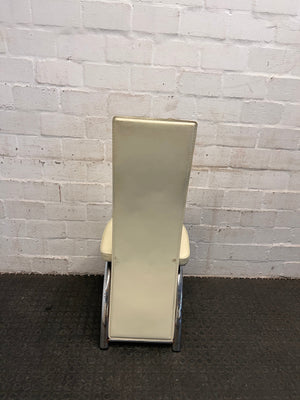 Cream Pleather Dining Chair with Round Seat (Small Tear in Seat) - PRICE DROP