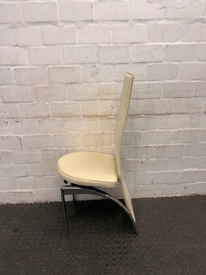 Cream Pleather Dining Chair with Round Seat (Small Tear in Seat)