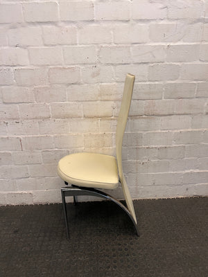 Cream Pleather Dining Chair with Round Seat (Small Tear in Seat) - PRICE DROP