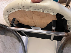 Cream Pleather Dining Chair with Round Seat (Small Tear in Seat) - PRICE DROP