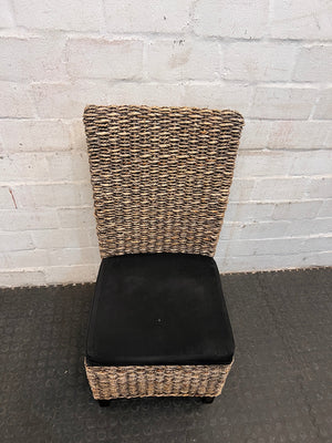 Wicker Dining Chair with Black Cushioned Seat - PRICE DROP