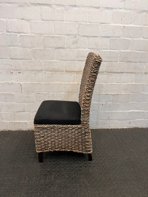 Wicker Dining Chair with Black Cushioned Seat - PRICE DROP