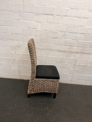 Wicker Dining Chair with Black Cushioned Seat - PRICE DROP