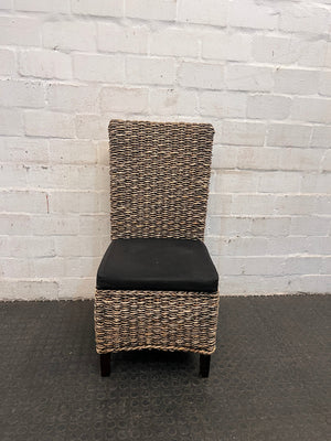 Wicker Dining Chair with Black Cushioned Seat