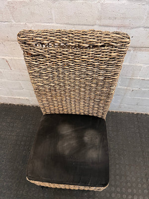 Wicker Dining Chair with Black Cushioned Seat (Slight Discolouration on Seat) - PRICE DROP