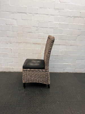 Wicker Dining Chair with Black Cushioned Seat (Slight Discolouration on Seat)