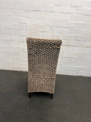 Wicker Dining Chair with Black Cushioned Seat (Slight Discolouration on Seat)