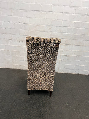 Wicker Dining Chair with Black Cushioned Seat (Slight Discolouration on Seat) - PRICE DROP