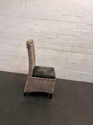 Wicker Dining Chair with Black Cushioned Seat (Slight Discolouration on Seat) - PRICE DROP