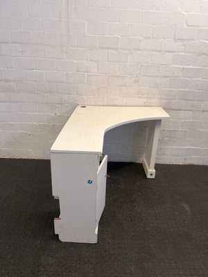 White One Drawer L-Shaped Desk