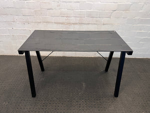 Black Steel Framed Glass Top Desk (Surface Scratches)