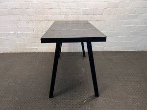 Black Steel Framed Glass Top Desk (Surface Scratches)