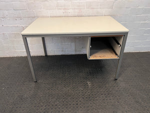 Grey Steel Legged Two Drawer Desk (RHS)(No Drawers)