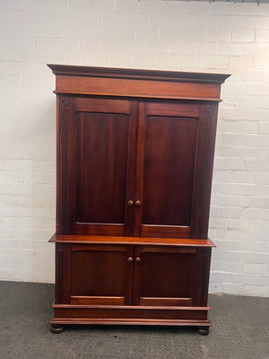Large Four Door Dark Wooden Cabinet