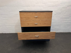 Grey and Oak Print Four Drawer Filing Cabinet (Paint Spots)