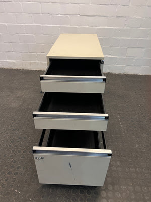 Cream Metal Three Drawer Filing Credenza - PRICE DROP