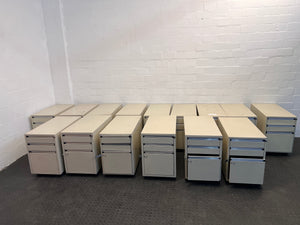 Cream Metal Three Drawer Filing Credenza - PRICE DROP