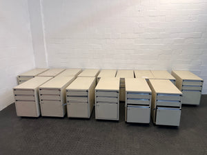 Cream Metal Three Drawer Filing Credenza - PRICE DROP