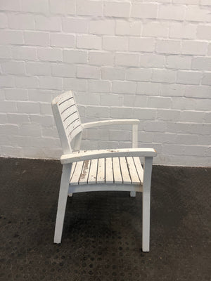 White Plastic Outdoor Armchairs (Natural Wear and Tear)