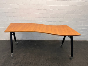 Wooden Desk with Bogey Wheels - 2ndhandwarehouse.com