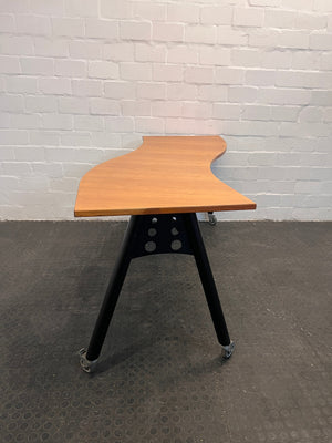 Wooden Desk with Bogey Wheels - 2ndhandwarehouse.com