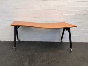 Wooden Desk with Bogey Wheels - 2ndhandwarehouse.com