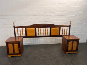 Yellow Wood Headboard and Pedestals - REDUCED - 2ndhandwarehouse.com