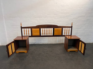 Yellow Wood Headboard and Pedestals - REDUCED - 2ndhandwarehouse.com