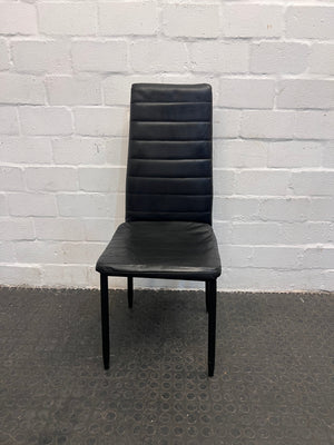 Black Pleather Ribbed High Back Dining Chair - PRICE DROP