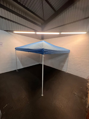 Out & About Blue and White Gazebo (Repaired Leg) - 2ndhandwarehouse.com