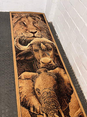Brown Big Five Printed Passage Carpet - PRICE DROP
